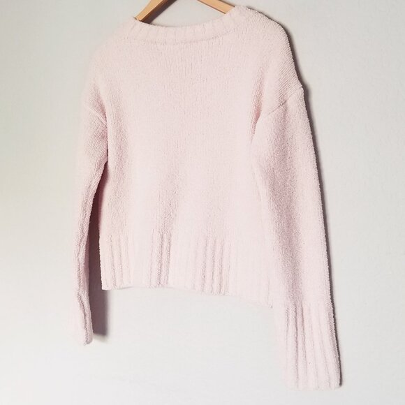 ATM Anthony Thomas Melillo Chenille V Neck Sweater Size S Light Pale Pink $350 - Picture 8 of 16